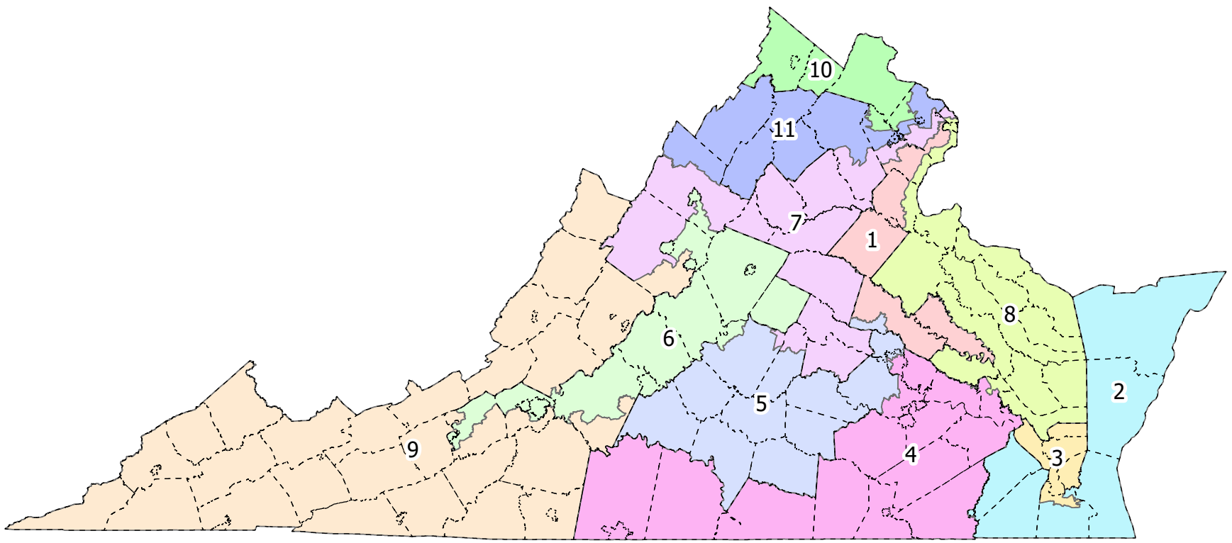 Map of proposed congressional districts
